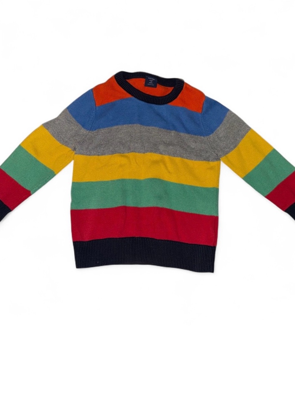 BabyGap Multistripe Crewneck Sweater in Blue, Red, Green, Yellow, Gray, Orange